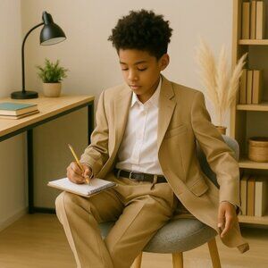 NAUTICA Junior Suit - Size 18 Regular - Beige - Polyester and Rayon